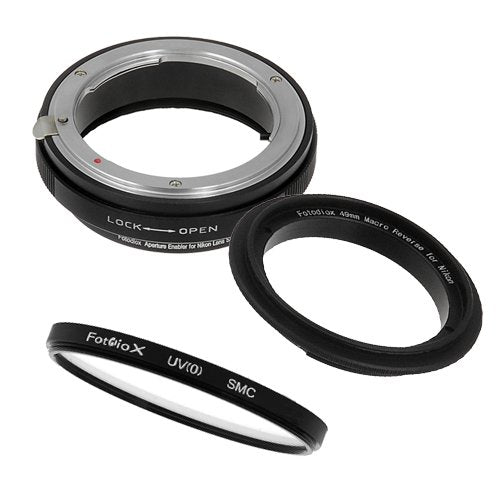 Fotodiox 49mm Macro Reverse Ring Filter Kit Compatible with 49mm Filter Thread Lenses to Nikon F-Mount Cameras - with UV Filter,