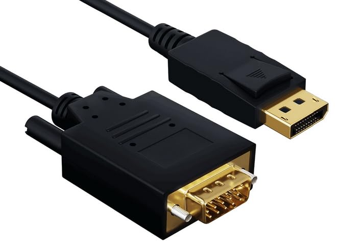 Display Port Male To Vga Hd-15 Male, 28Awg Cable Black- 6Ft