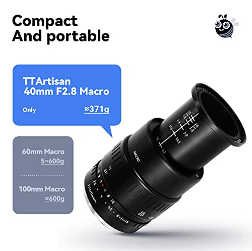Ttartisan 40Mm F2.8 Macro Aps C Mft Olympus/Panasonic Mount Like Epm1?Epm2?Epl1?E?Epl9?E P6?E M1?E M5?E M10?E M10Ii?E M10Iiii?Pen F G1?G7?G85?Gf1?Gf2?Gf9?Gx1?Gx9?Gm1?Gm10?Gh1?Gh5 Black