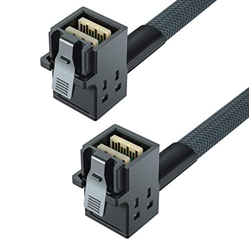 H!Fiber.Com 12G Internal Mini Sas Hd Sff 8643 To Sff 8643 Cable, Right Angle To Right Angle, 0.75M, 36 Pin, With Sideband, 100 O
