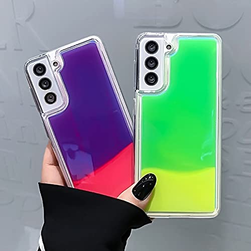 Yatchen Liquid Fluorescent Case For Samsung Galaxy S20,Luxury Fun Glow In The Darkness Quicksand Clear Soft Tpu Back Cover Lumin