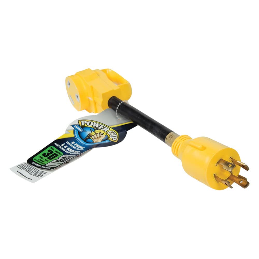 Camco 55382 12 30Amp Locking 4-Prong Male / 30Amp Standard Female PowerGrip Generator Adapter