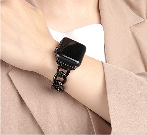 Kolgios 38/40/41Mm Black Cool Women Chain Durable Metal Smartwatch Bands Compatible For Apple Watch Series Band 9/8/7/6/Se/5/4 F