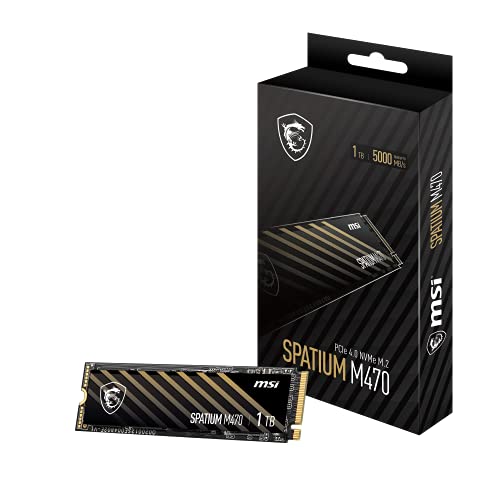 Msi Spatium M470 Pcie 4.0 Nvme M.2 1Tb Internal Ssd Pcie Gen4 Nvme 1.3 3D Nand 3300 Tbw (Spatium M470 Pcie 4.0 Nvme M.2 1Tb)