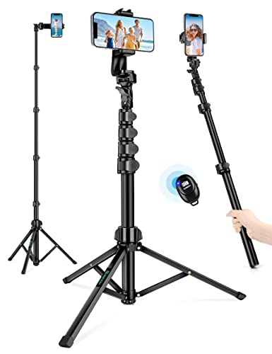 Phone Tripod, 71'' Tripod For Iphone, Selfie Stick Tripod Stand With Remote, Phone Tripod & Tall Travel Tripod For Recording Vid