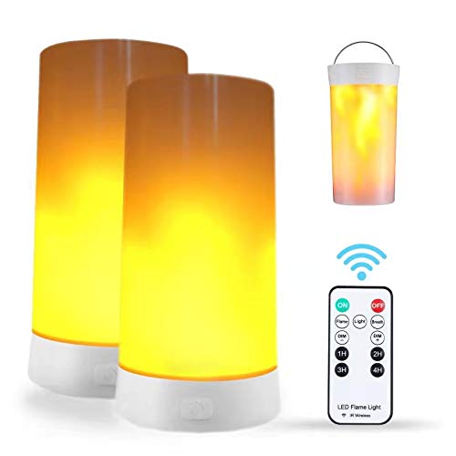 2Pcs Led Flame Effect Light, Usb Rechargeable Flame Lamp With Remote & Timer, Waterproof Dimmable Flameless Candle For Home Part