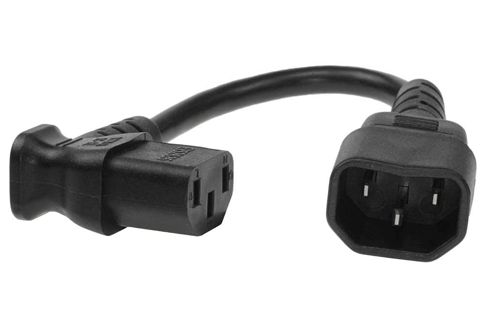 Sf Cable 8'' 18/3 Awg Right Angle Iec 60320 C14 To C13 Power Extension Cord, 10Amp, 250V, Compaitable For Pc, Monitor, Scanner O