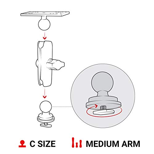 Ram Mounts Track Ball Marine Electronic Mount Ram-111B-354-Tra1U With Medium Arm Compatible With Garmin, Lowrance, Humminbird +