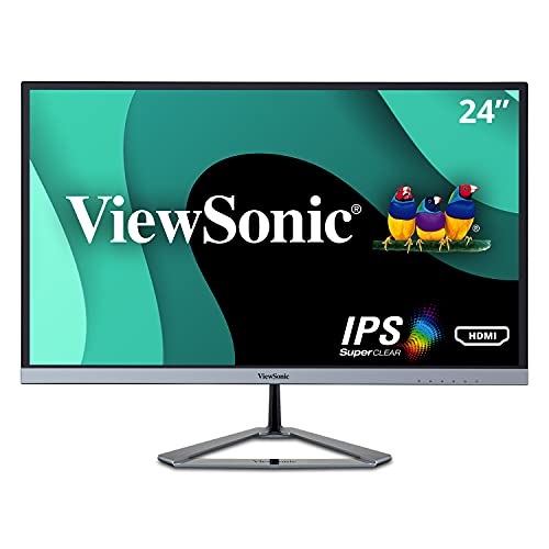 Viewsonic Vx2476 Smhd 24 Inch 1080P Widescreen Ips Monitor With Ultra Thin Bezels, Hdmi And Displayport, Black/Silver