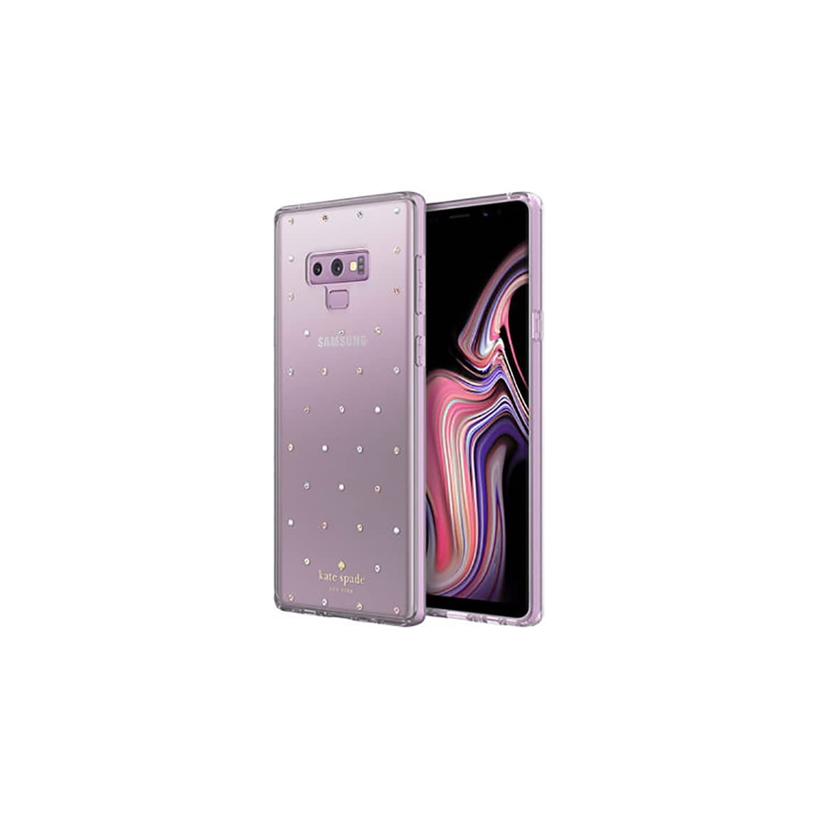 Kate Spade New York Protective Hardshell Case For Samsung Galaxy Note 9   Multi Scatter Dot Gold/Clear With Stones