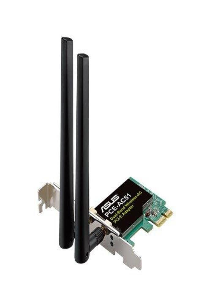 Asus Ac750 Dual Band Pcie Wifi Adapter (Pce Ac51)   Compatible With Pcie X1/X16 Slot, Detachable Antennas For Flexible Placement