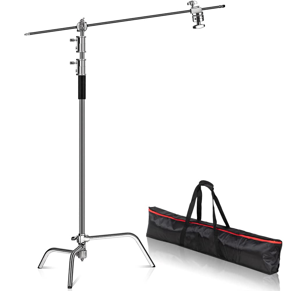 Kshioe Pro C Stand With Boom Arm, Heavy Duty Light Stand For Photography Studio Video Reflector, Monolight, Softbox And Other Eq