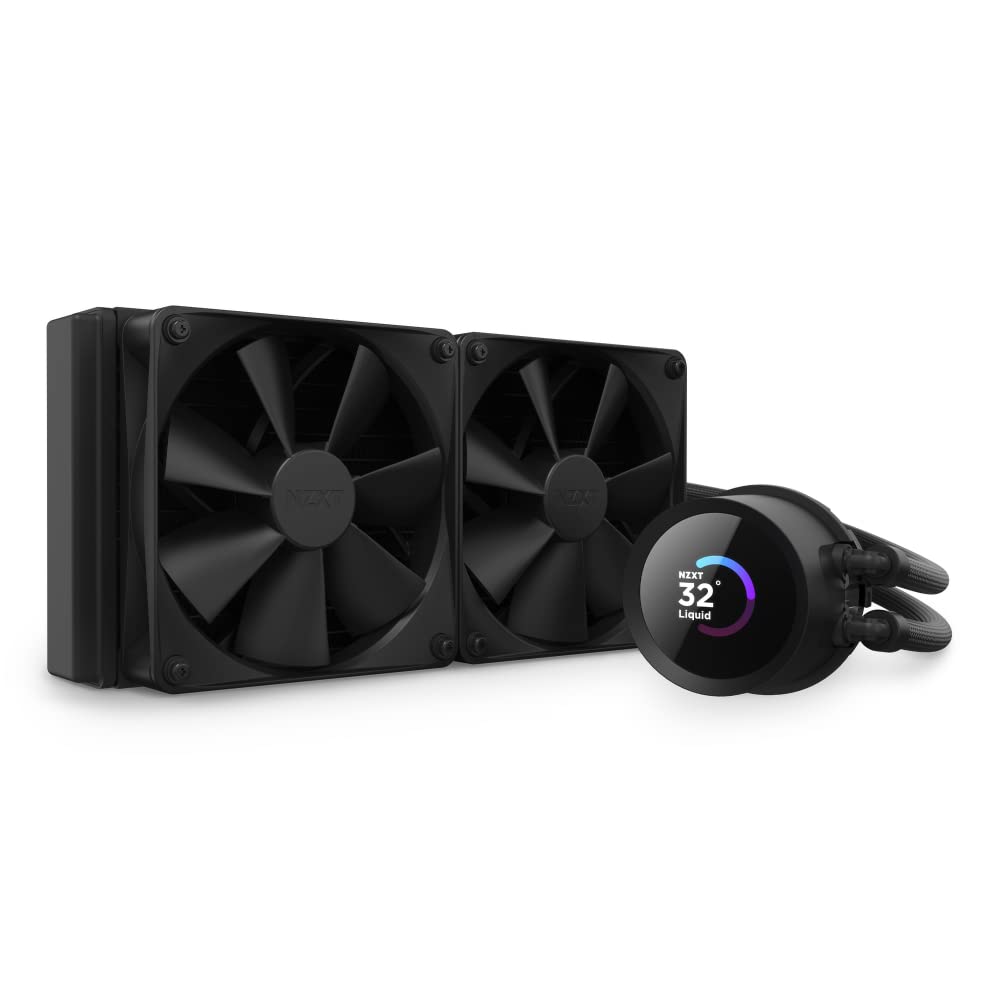 NZXT Kraken 240 - RL-KN-240-B1-240mm AIO CPU Liquid Cooler - Customizable 1.54 Square LCD Display for Images, Performance Metric
