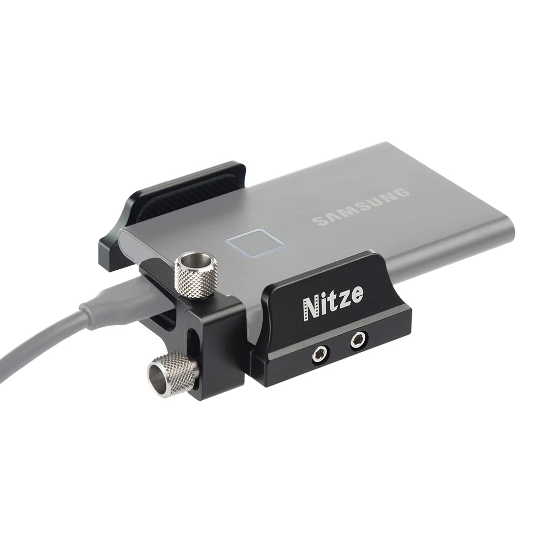 Nitze Universal Ssd Mount Bracket For Samsung T5 Ssd, Samsung T7 Ssd, Sandisk Ssd Within 45 To 60Mm Of Width,Ssd Holder With Usb C Cable Clamp   N42C