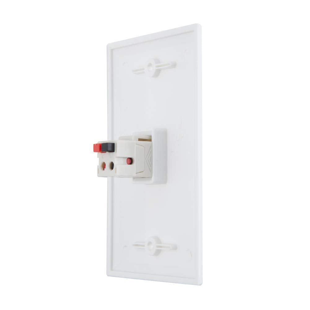 Teninyu 1 Port Speaker Jack Speaker Module Keystone Single Gang Wall Plate Speaker Wall Plate For Home Theater   White (1 Port)