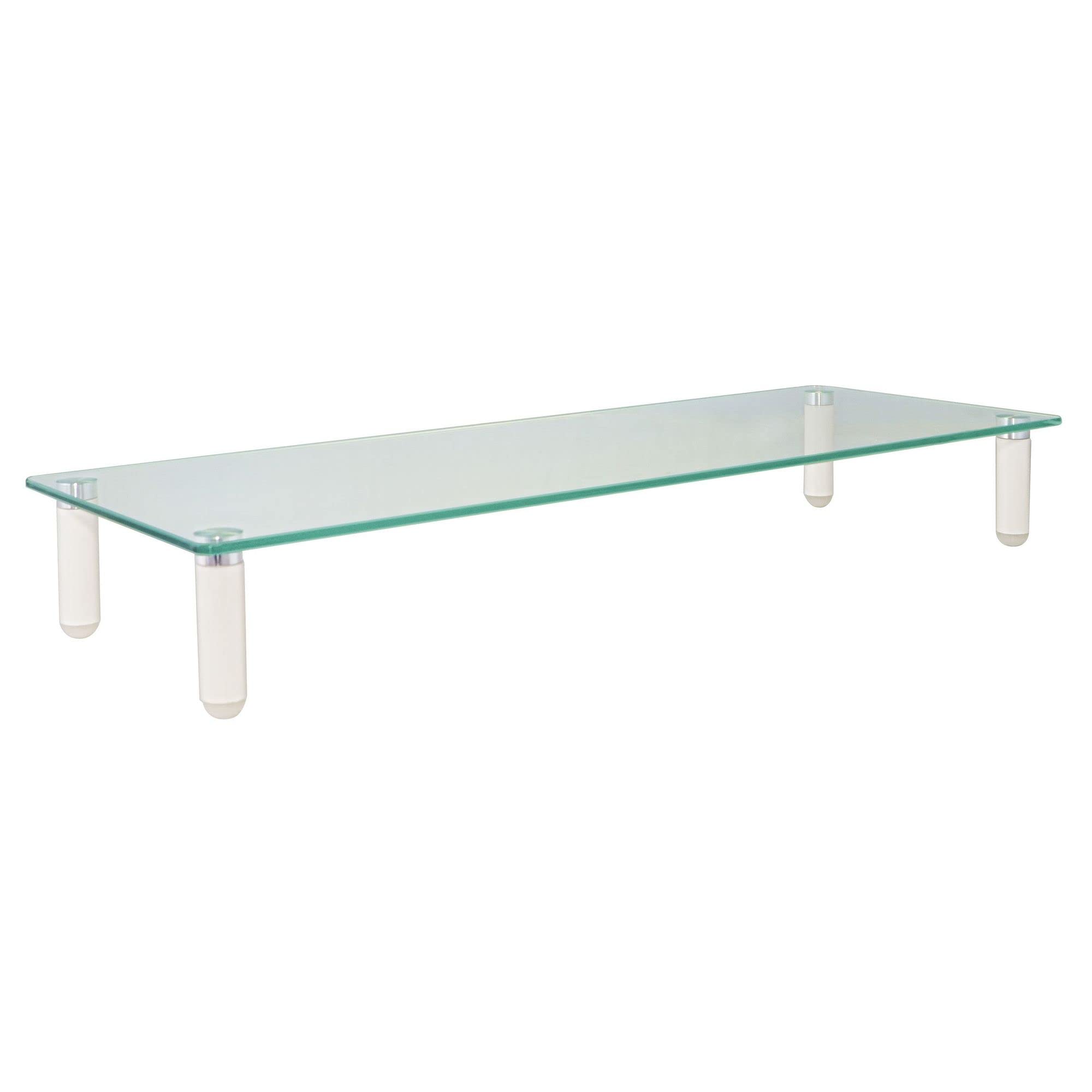 Kantek Glass Monitor Riser, 22' X 8.25' X 3.25', Clear, Supports 40 Lbs