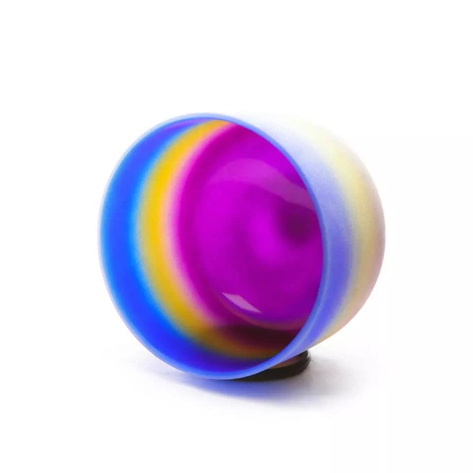 Kvka 8 Inch A Note Third Eye Chakra Rianbow Color Frosted Quartz Crystal Singing Bowl,Suede Stiker,Carrying Case