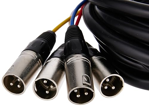 Monoprice 4 Channel Xlr Male To Xlr Female Snake Cable   20 Feet   Black/Silver, Metal Connector Housings, Plastic And Rubber Ca