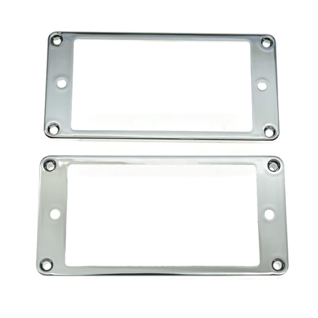 KAISH 2pcs Chrome Humbucker Pickup Ring Flat Base Bottom Frame for Epiphone LP Guitar