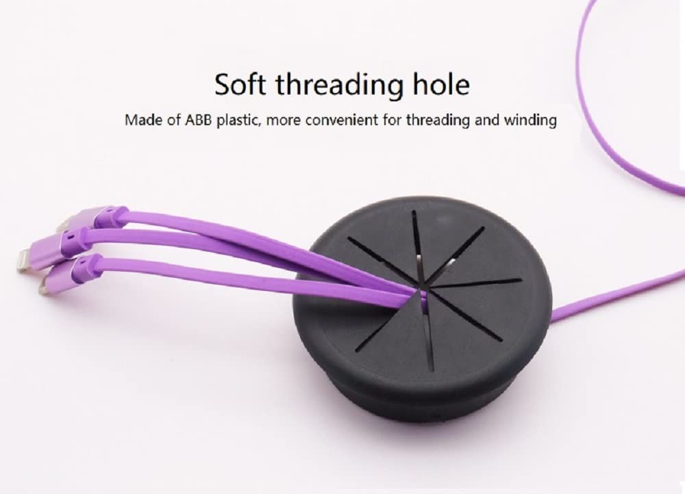 2Pcs 2Inch (50Mm) Desk Cord Grommets Wire Cable Hole Cover For Office Pc Desk Cable Cord Cover Black (Black  2Pcs)