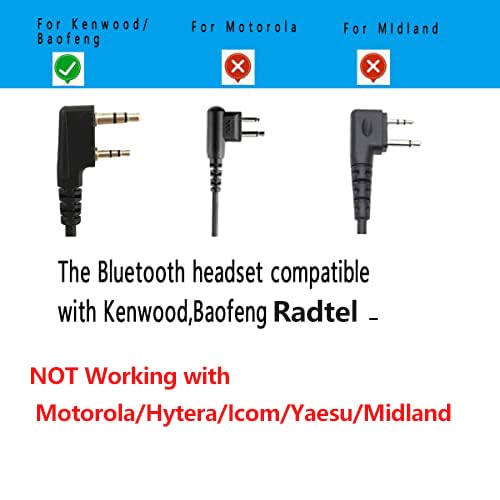 Radtel Walkie Talkie Bluetooth Headset, Bluetooth Earpiece With Noise Cancelling Mic, Compatible Baofeng Kenwood Quansheng Radio
