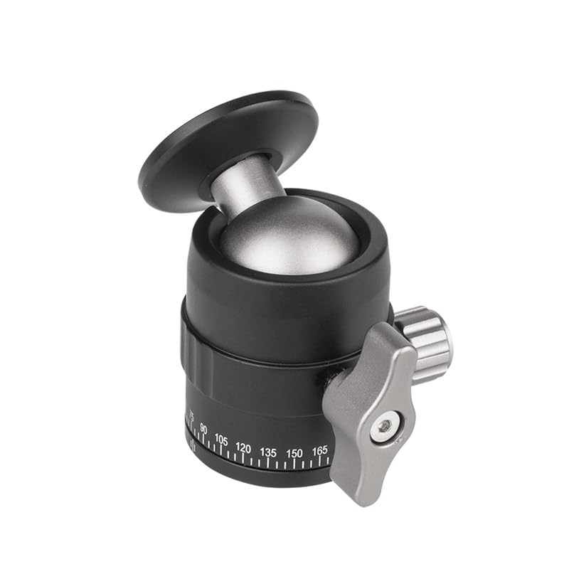 Cavix Mini Ball Head With 1/4'' Screw 3/8'' Thread Mount 360 Degree Panoramic Metal Tripod Head Max Load 11Lb/5Kg