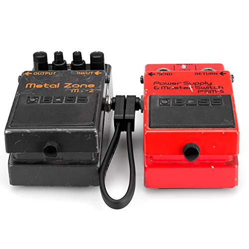 Hosa 6 Pack -Flat Guitar Patch Cable, Molded Low-Profile Right-Angle To Same, 6 In, 6 Pc