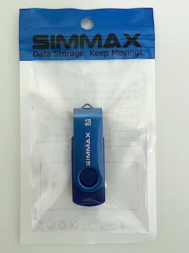 Simmax 64Gb Memory Stick Usb 2.0 Flash Drives Swivel Thumb Drive Pen Drive (64Gb Blue)