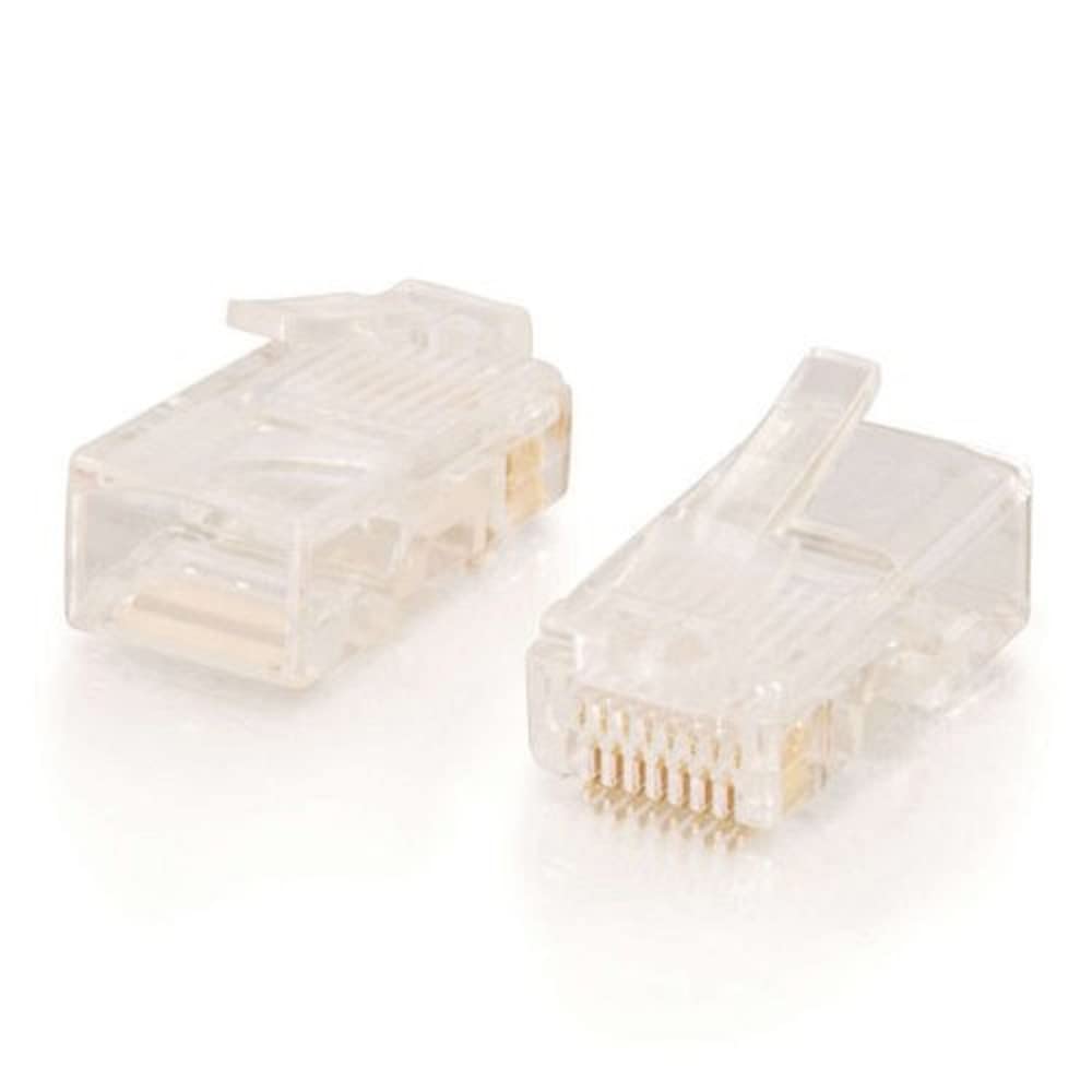 C2G 27575 Rj45 Cat5E Modular Plug (With Load Bar) For Round Solid/Stranded Cable Mulitpack (100 Pack) Clear