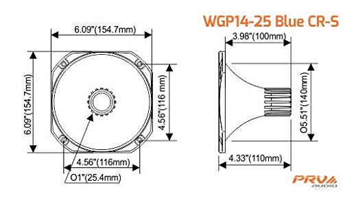 Prv Audio Wgp14-25 Blue Cr-S - 1    Exit Horn Screw-On Waveguide - Blue Chrome Short Abs Wave Guide - 45 X 45 Nominal Coverage -