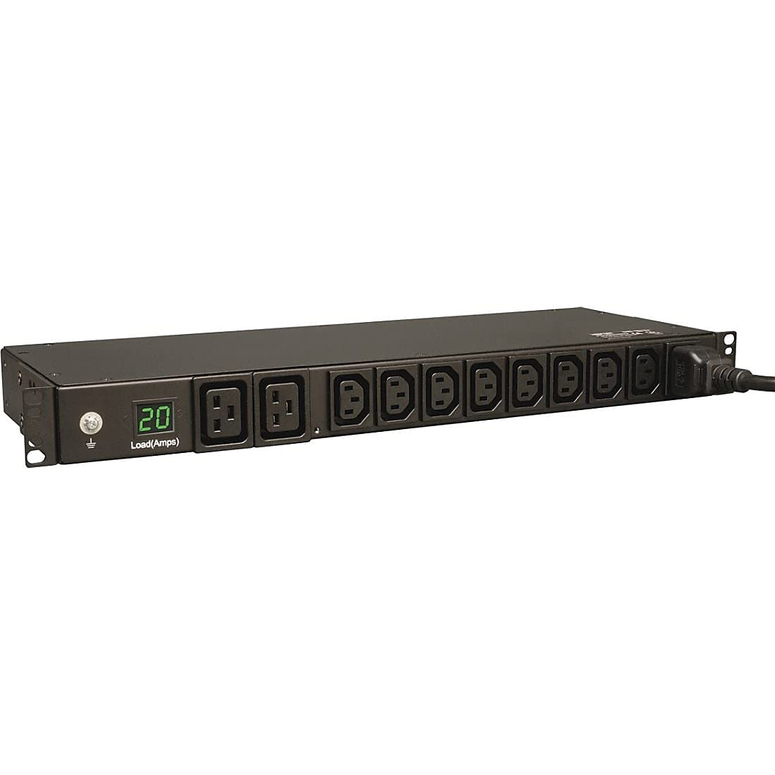 Tripp Lite Metered Pdu, 10 Outlets (8 C13, 2 C19), 200 240V, C20/L6 20P Adapter, 3.2 3.8Kw, 12 Ft. Cord, 1U Rack Mount Single Ph
