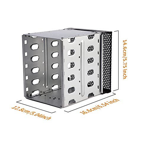 Stainless Steel Hard Drive Cage, 5.25'' To 5X3.5'' Rack Sas For Computer, Hard Driver Tray With Fan Space   Hard Drive Cage Adap