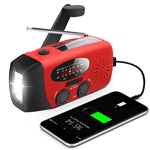 Emergency Hand Crank Radio With Led Flashlight For Emergency, Am/Fm Noaa Portable Weather Radio With 2000Mah Power Bank Phone Ch