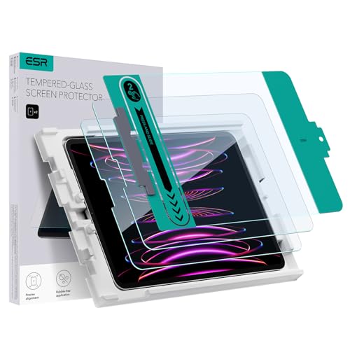 Esr 2 Pack Screen Protector For Ipad Pro 12.9 (2022/2021/2020/2018) Screen Protector, Tempered Glass Film With Easy Application 
