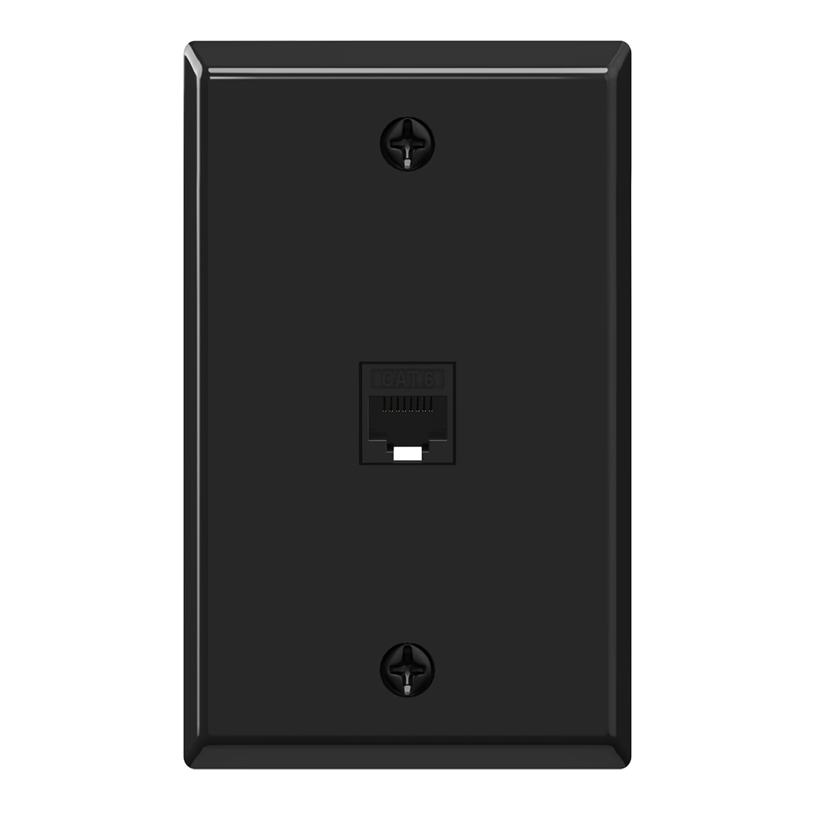VCE Black Ethernet Wall Plate (UL Listed), 1-Port Cat6 Female to Female Wall Jack, Keystone Wall Plate with RJ45 Keystone Inline