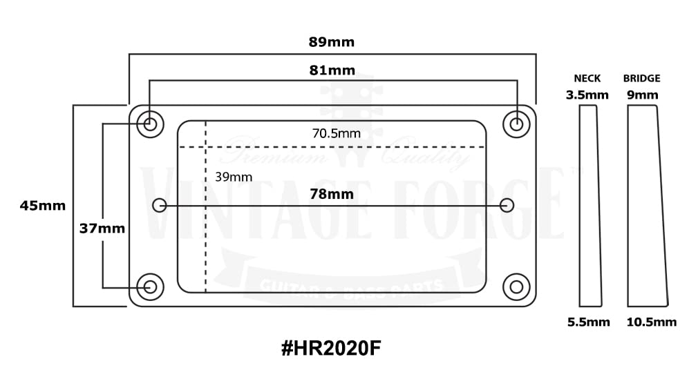 Vintage Forge Black Flat Bottom Humbucker Pickup Mounting Ring Set (Bridge & Neck) Compatible With Gibson Les Paul Sg Guitars Hr