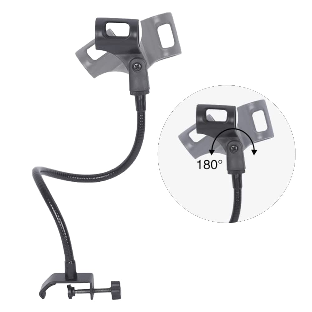 Saycker 360 Degree Flexible Gooseneck Microphone Stand Adjustable Desk Mic Boom Arm Stand With Clip(Black)
