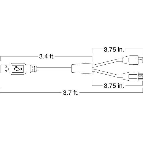 Omnihil 10 Foot Long Dual Micro-Usb Splitter Cable Compatible With Cobra Rx680 Rugged Walkie Talkies