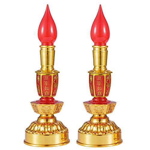 Omeet Led Retro Chinese Candle Lamp Vintage Style Retro Nostalgic Ancient Chinese Style Buddhist Supplies   1 Pair