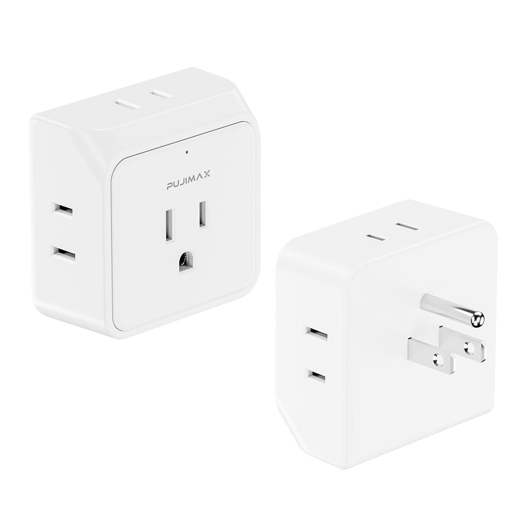 Pujiamx Multi Plug Outlet Extender Power Strip,Portable Travel Adapter With 5 Outlet Splitter Wall Outlet Smart Plug For Office