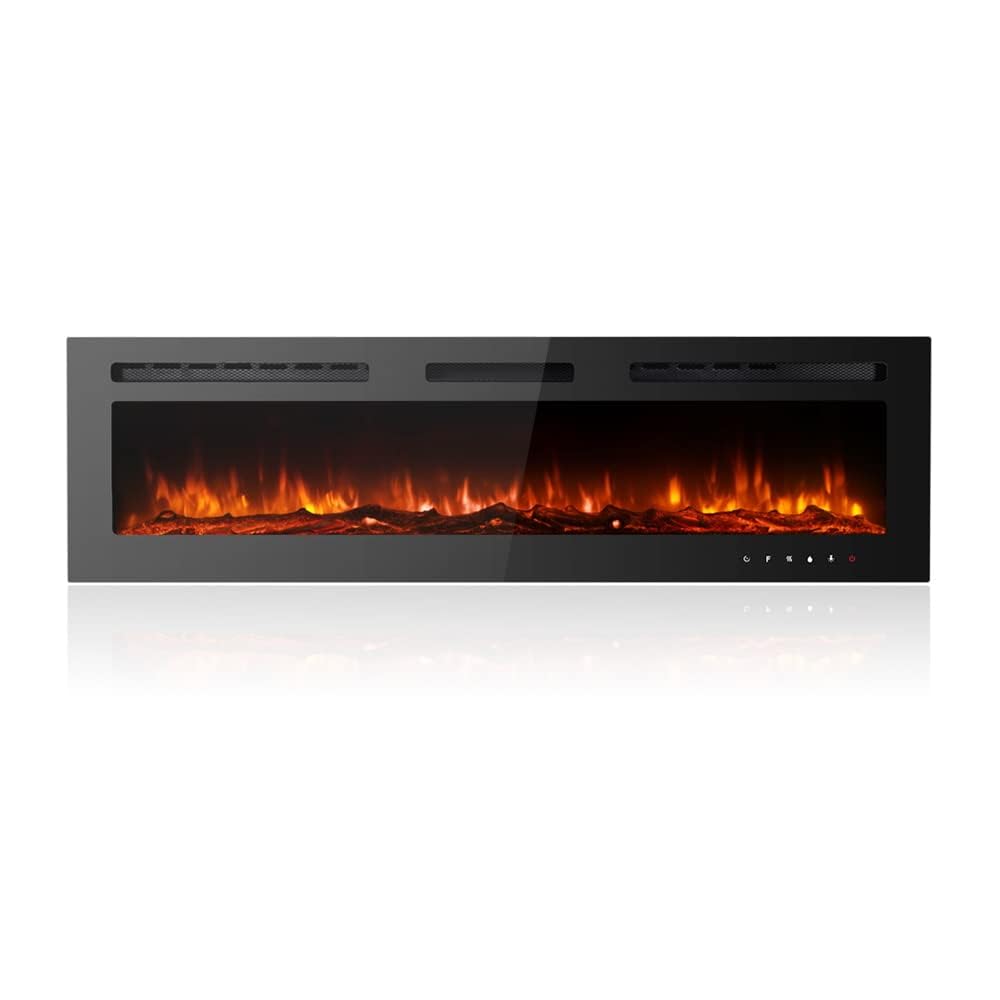 Maxhonor Electric Fireplace Inserts Freestanding Heater for The Living Room Floating Fireplace with 12 LED Colors with Logset an