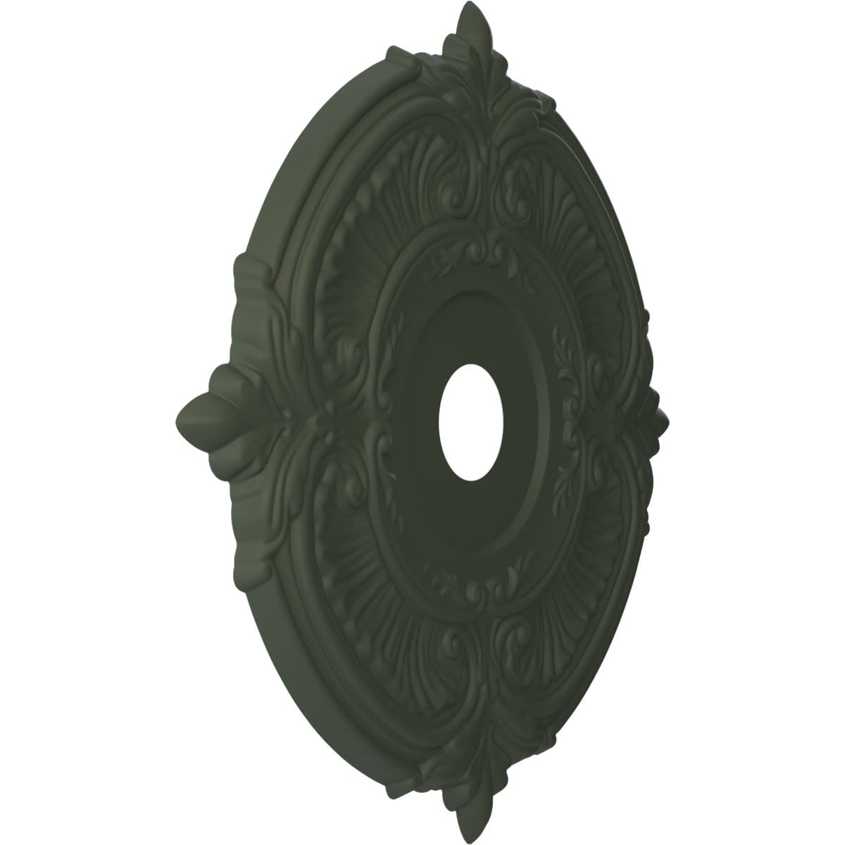22Od X 3 1/2Id X 1P Attica Thermoformed Pvc Ceiling Medallion (Fits Canopies Up To 7 3/4), Ultracover Satin Hunt Club Green