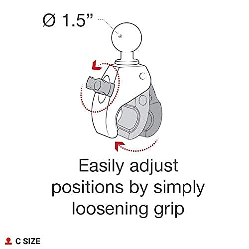 Ram Mounts Rap-404U Tough-Claw Medium Clamp Ball Base With C Size 1.5 Ball For Rails 1 To 1.6
