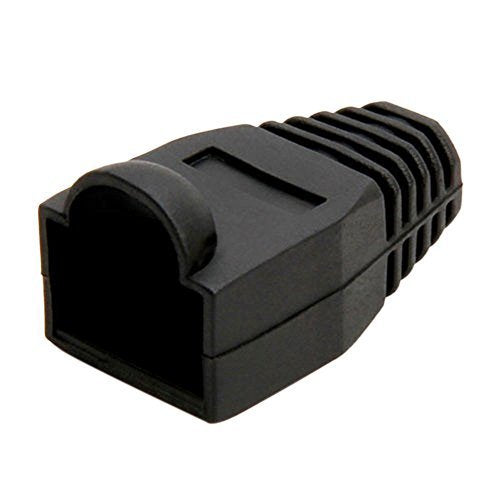 Rilexawhile 100 Pcs Black Soft Plastic Cat5E Cat6 Ethernet Rj45 Cable Cap Connector Boots Plug Cover Strain Relief Boots (Black)