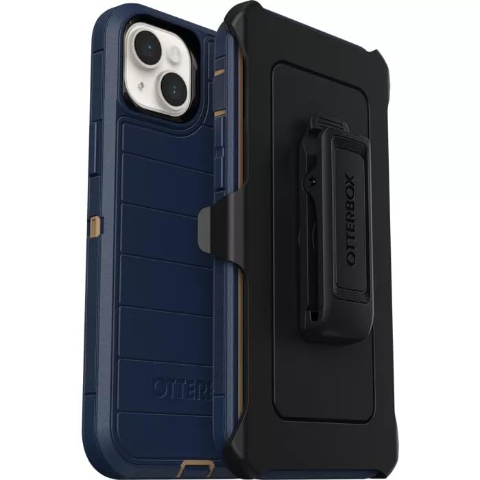 Otterbox Iphone 14 Plus Defender Series Case   Blue Suede Shoes (Blue), Rugged & Durable, With Port Protection, Includes Holster