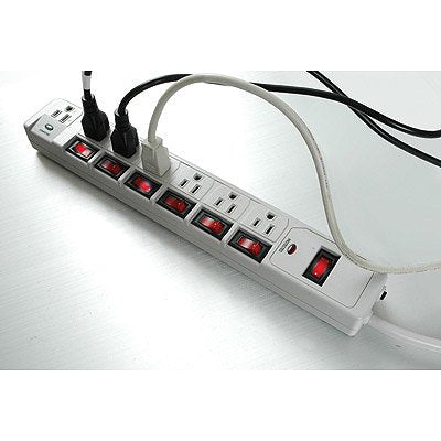 7 Outlet Surge Protector W/Individual Switches
