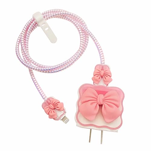 Prolet Cute 3D Bow Design Case Cover For Iphone Adapter Compatible With 18W And 20W Charger Only 360 Full Protection Silicone Ca