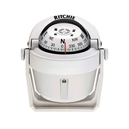 Ritchie Navigation B 51G Explorer Compass   Bracket Mount, White With White Dial
