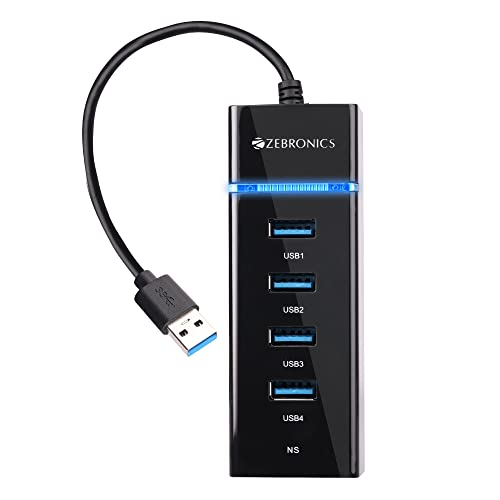 Zebronics 300Hb 4 Port Usb 3.0 Hub With HiSpeed Data Transfer, Led Indication, 15Cm Cable, Backward Compatible, Multi Device Co