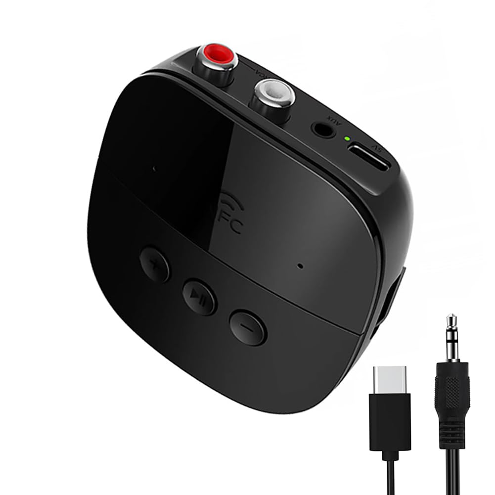 eppfun Bluetooth 5.2 Receiver,Bluetooth Audio Adapter with NFC, USB, TF Card Slot, 3.5mm AUX/RCA for Home Music Streaming Stereo